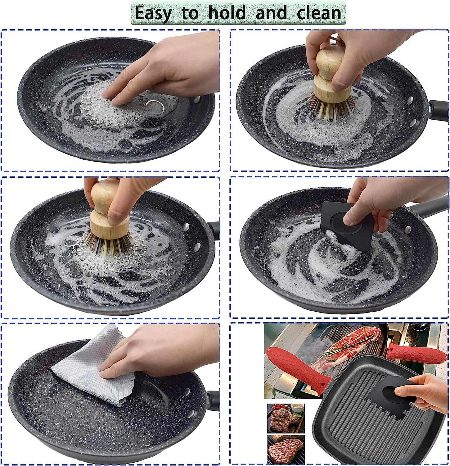  Pan Scraper - 5 Pcs Plastic Scraper Tool Set - Dish Scraper for  Cast Iron - Non Scratch for Pot Cleaning Scraper - Non-Slip High Heat  Resistant Kitchen Scraper Tool: Home & Kitchen