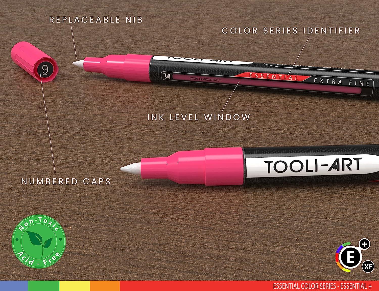 TOOLI-ART Acrylic Paint Pens 22 Assorted Green Pro Color Series Set  Extra-fine