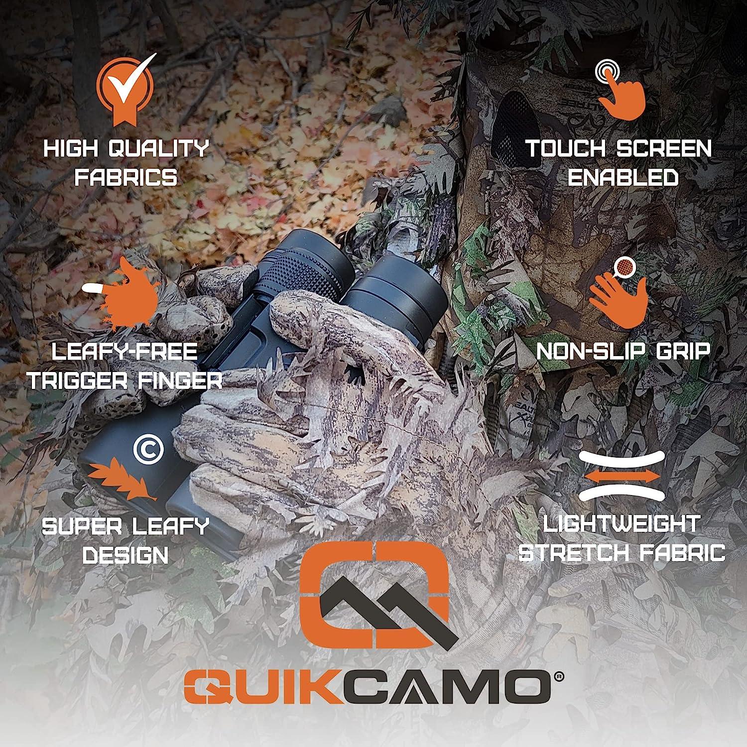 QuikCamo Mossy Oak and Realtree Lightweight 3D Leafy Camo Hunting Gloves  for Men (Touch Screen Enabled or Fingerless Options) Touch Screen Tips:  NWTF Obsession Large/XL