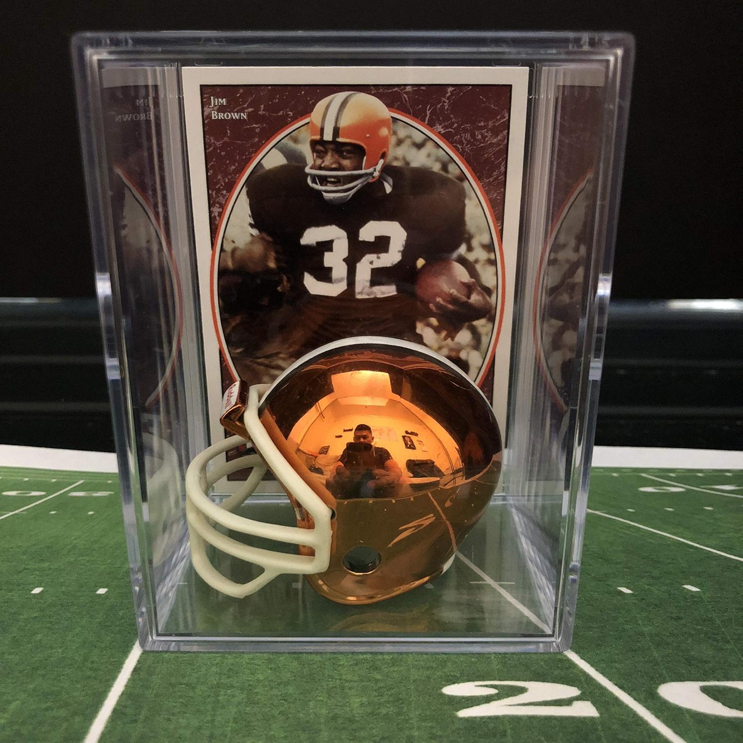 Chrome Edition Cleveland Browns NFL Helmet Shadowbox w/Jim Brown card