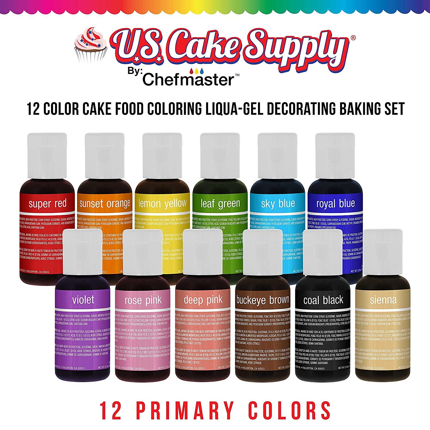 30 Color Food Coloring Liqua-Gel Ultimate Decorating Kit Primary, Secondary and Neon Colors – U.S. Art Supply Food Grade, 0.75 fl. oz. (20ml)