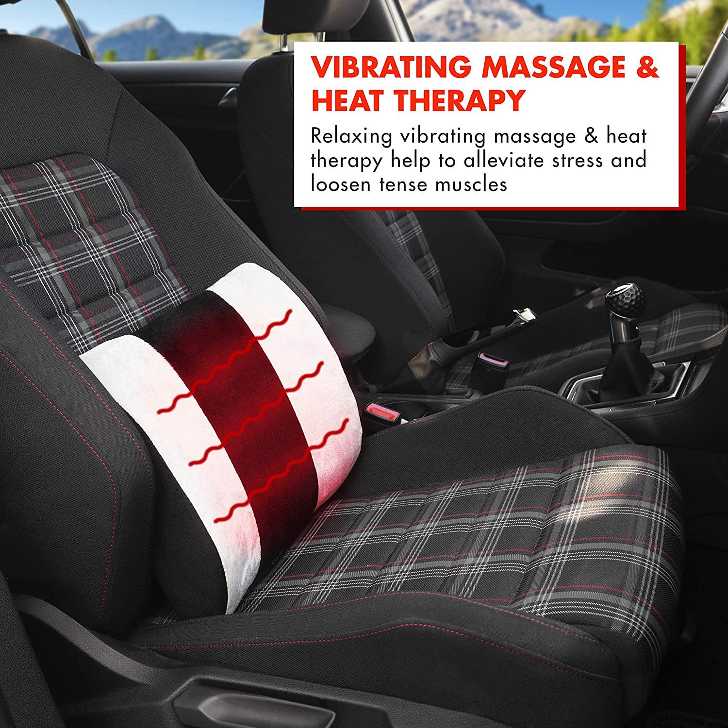 12v Car Heated Memory Foam Lumbar Lower Back Spine Support Cushion