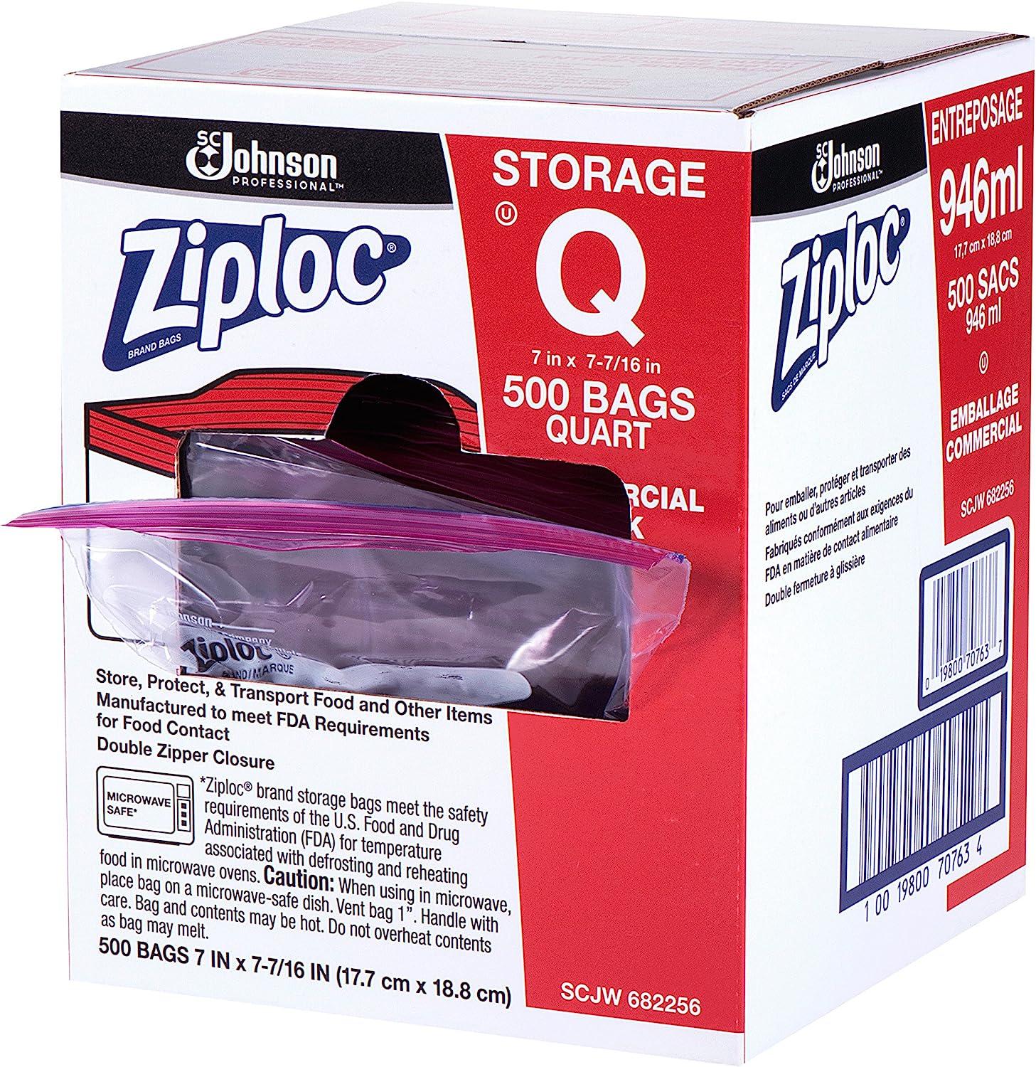 Ziploc Storage Quart Bags Grip n Seal Microwave Clear Plastic Pink