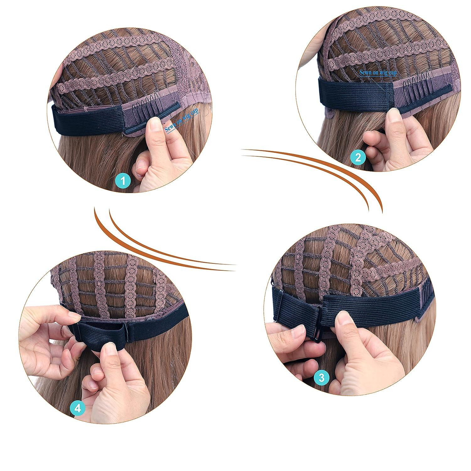 Piesoyri 5pcs Adjustable Elastic Band for Wigs 14 Inches, Adjustable Wig Straps for Making Wig Glueless, Adjustable Wig Bands Fo