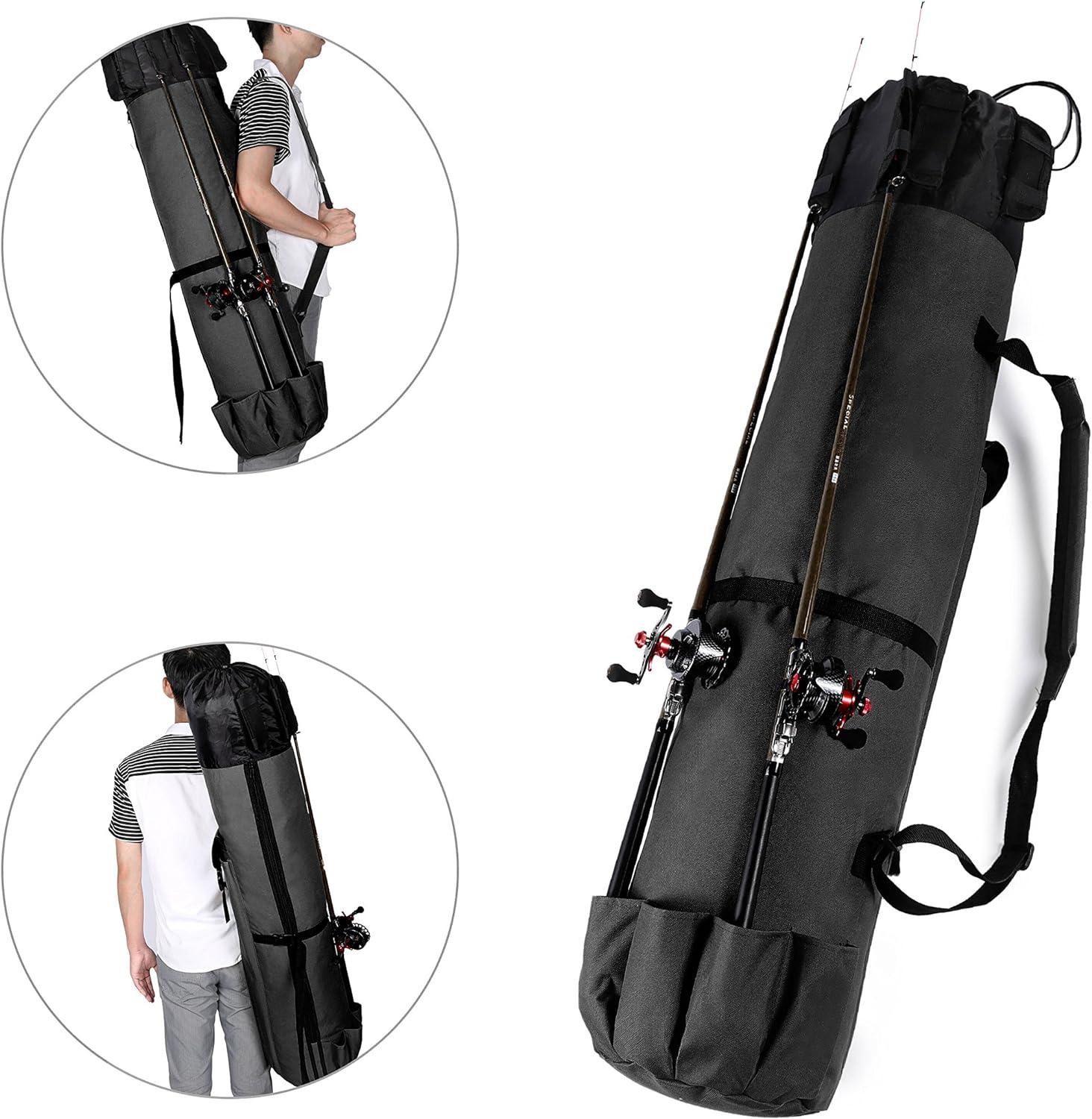 Huntvp Fishing Rod Reel Case Bag Organizer Travel Carry Case Carrier Holder  Pole Tools Storage Bags