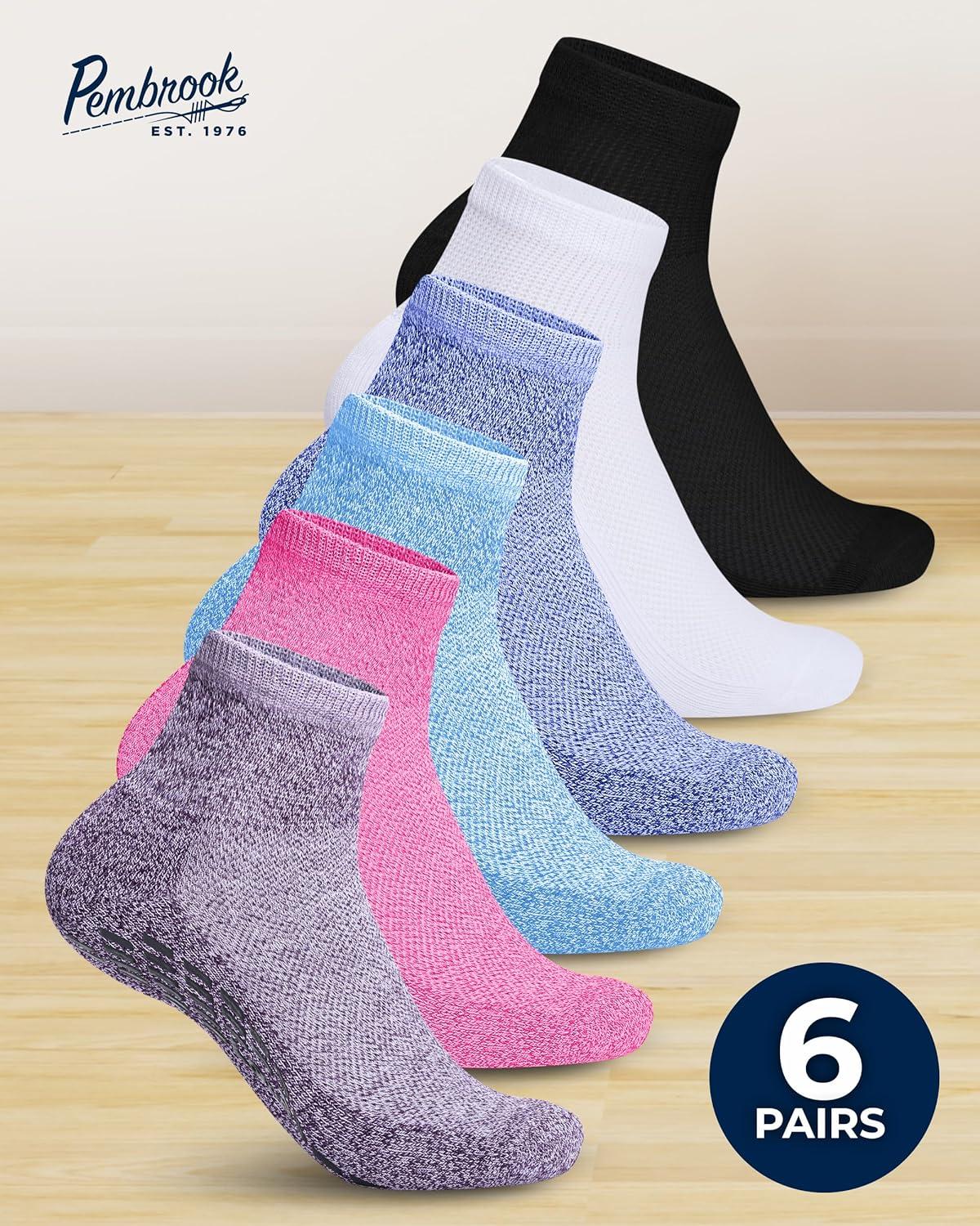 Pembrook Yoga Socks with Grips for Men - 4 Pairs Unisex Non Slip Socks