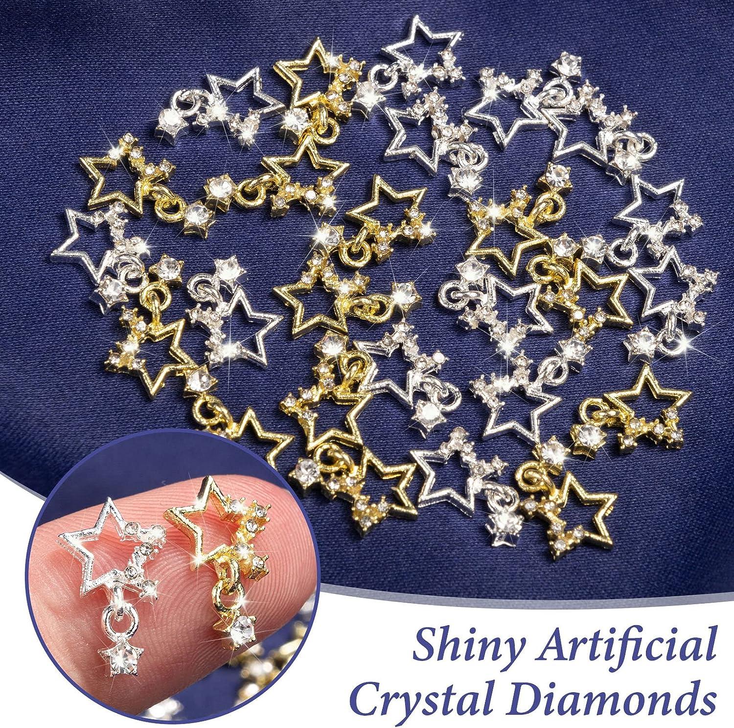 32Pcs Golden Silvery Nail Charms For Nail Art, Rhinestones Pearls Dangle  Nail Charms For Acrylic Nails Design, 3D Alloy Metal Nail Charms Crystals  Jewels For Nail Bling Decorations