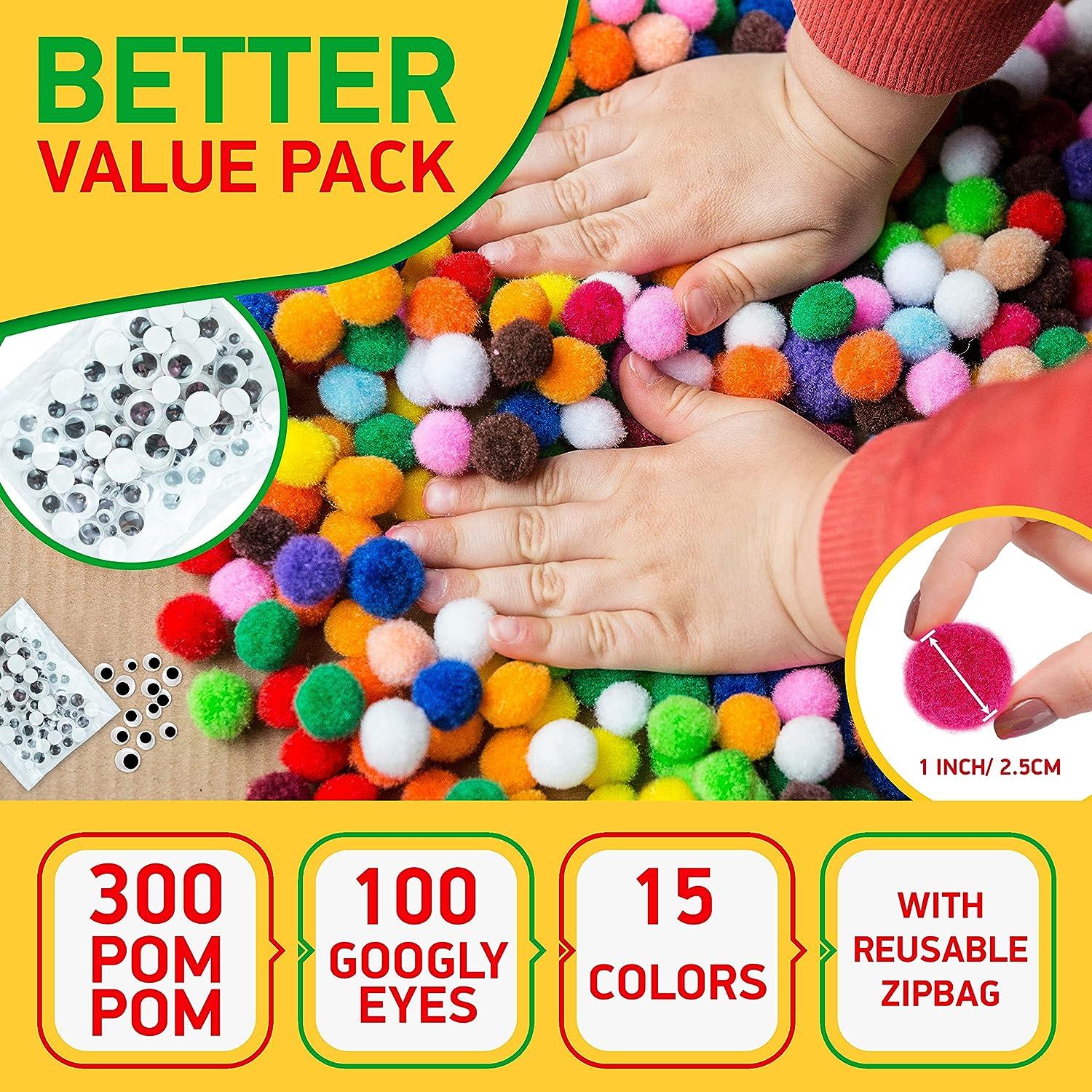300 Pieces 2.5 cm Pompoms, Colourful Mini Pompoms, Colourful Pompom, Pompom  Balls Small Pompoms, Pom Pom Balls Fluffy Plush Balls for Funny DIY