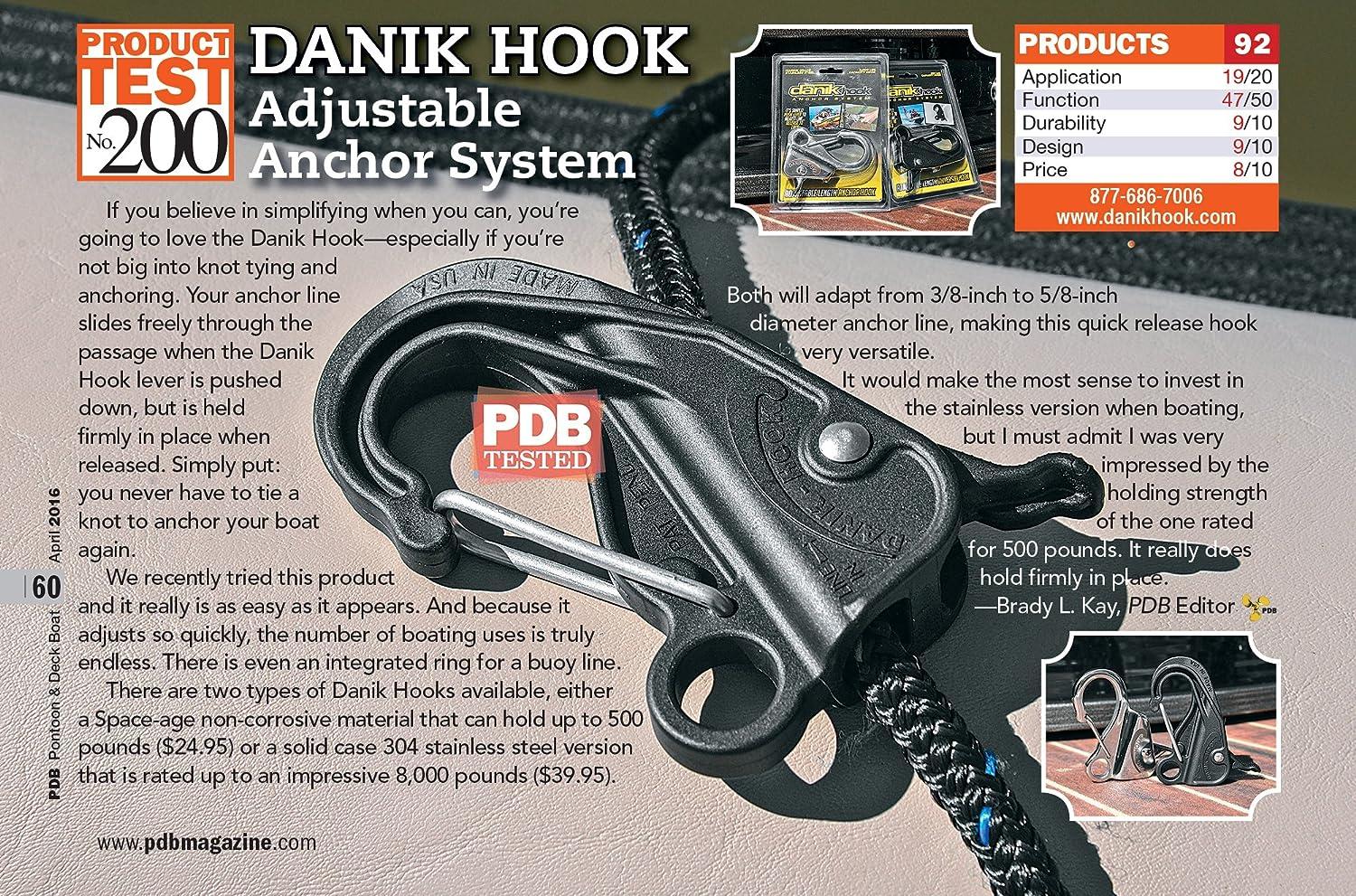 Danik Hook Stainless Steel (2 Pack)- Easy to Use, Knotless Anchor
