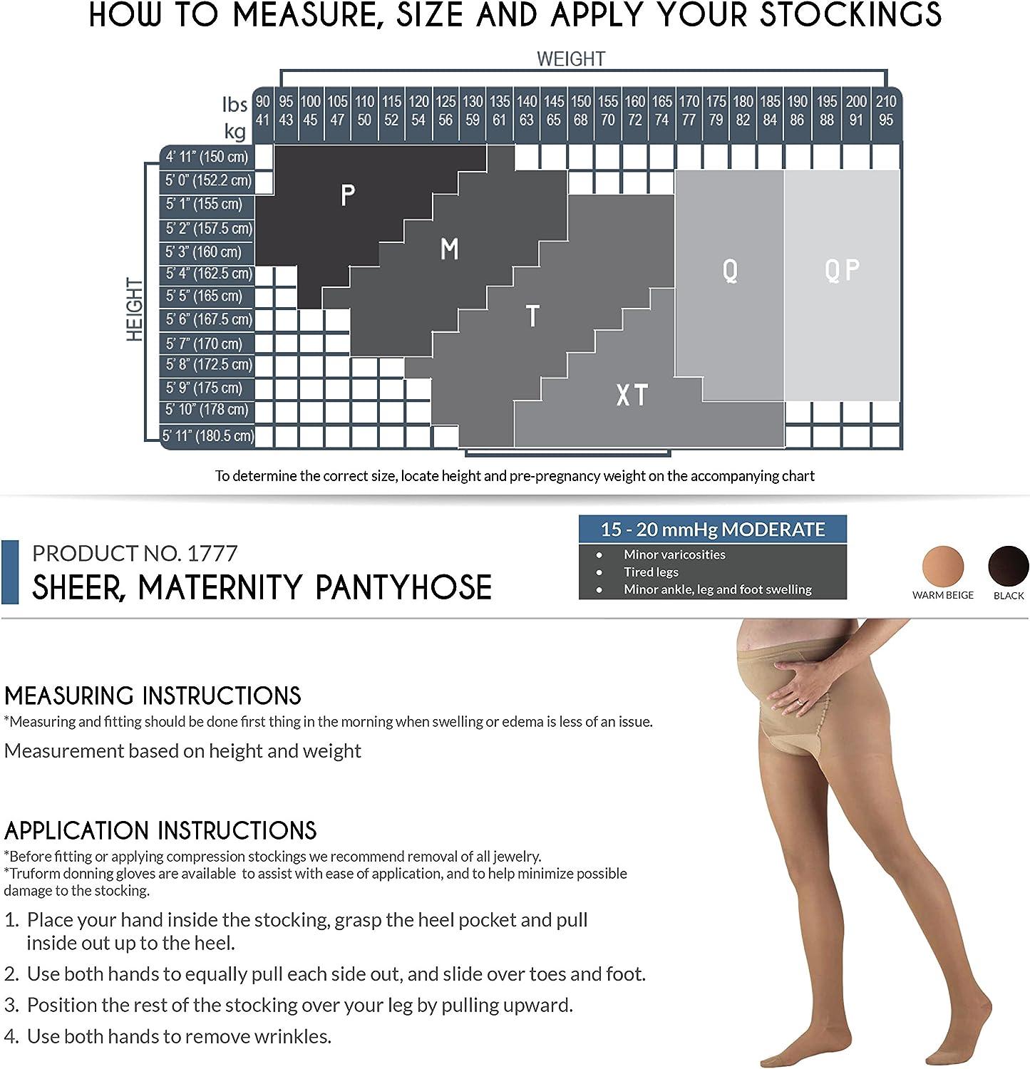  Truform Sheer Compression Pantyhose, 8-15 mmHg, Women's Shaping  Tights, 20 Denier, Black, Medium : Health & Household