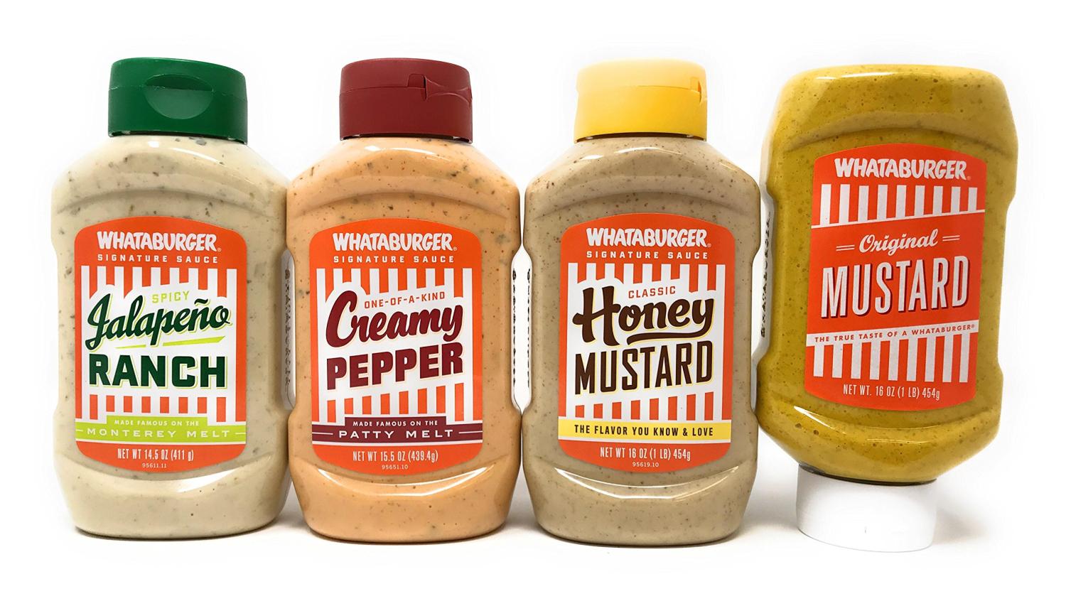 WHATABURGER Sauce Bundle ( Mustard Honey MustardCreamy Pepper Jalapeno ...