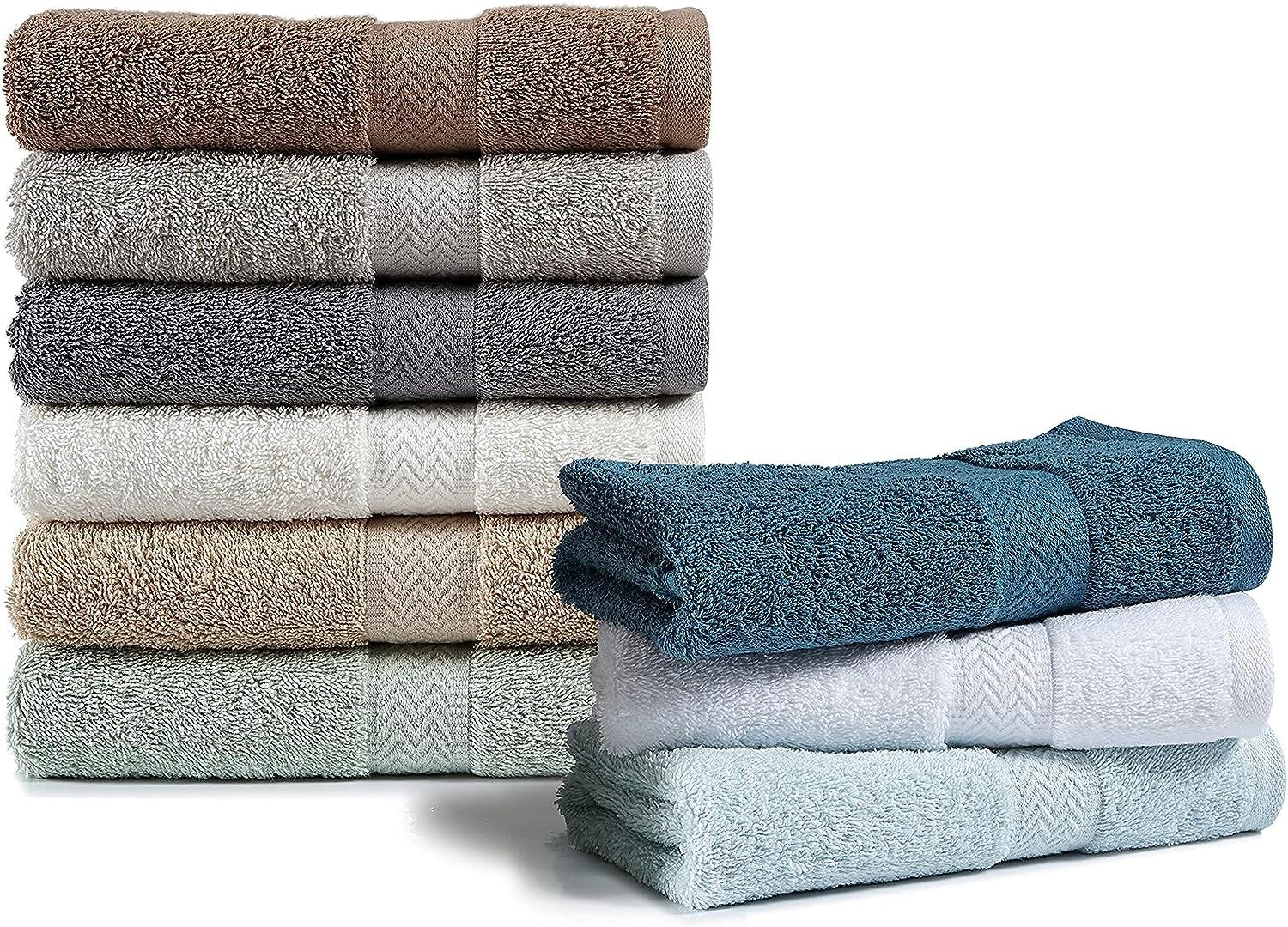 Luxury White Bath Towel Set - Combed Cotton Hotel Quality Absorbent 8 Piece  Towels | 2 Bath Towels 700GSM | 2 Hand Towels | 4 Washcloths [Worth