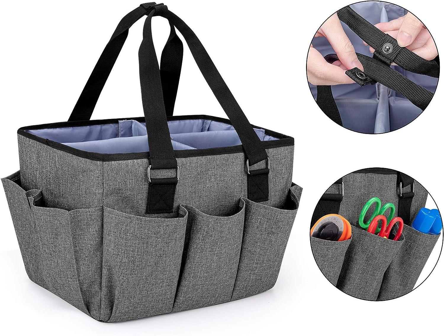 YARWO Sewing Accessories Organizer Craft Storage Tote Bag with Pockets for  Sewing Accessories and Craft Supplies Gray