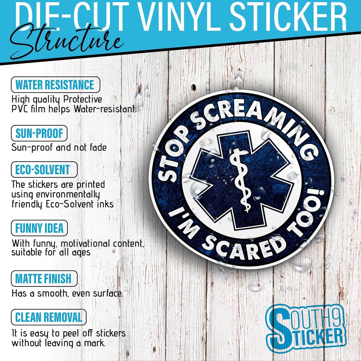 3Pcs) Stop Screaming I'm Scared Too Sticker Funny EMS Medical EMT Rn  Paramedic Doctor 3 Vinyl Die-Cut Stickers for Water Bottle Laptop  Skateboard Stuff Gifts for Nurse Doctor Adult 3 Inches 3x3