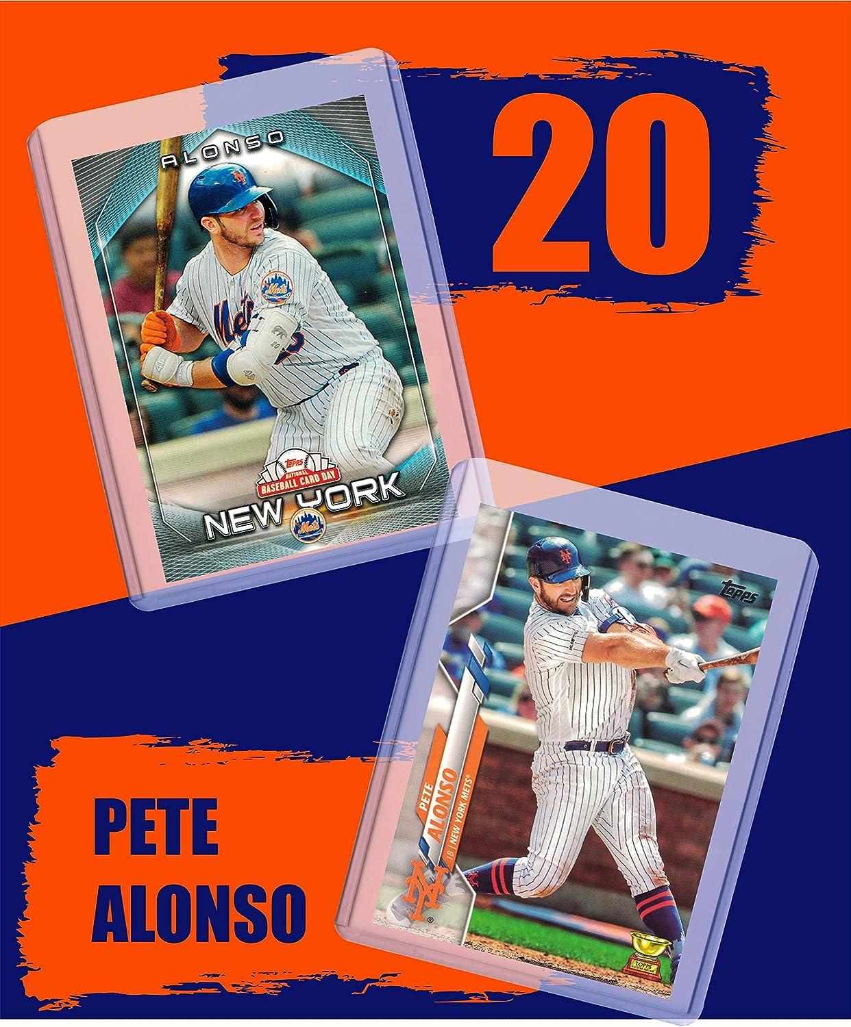 Pete Alonso Baseball Cards (5) Assorted New York Mets Trading Card and Wristbands Gift Bundle