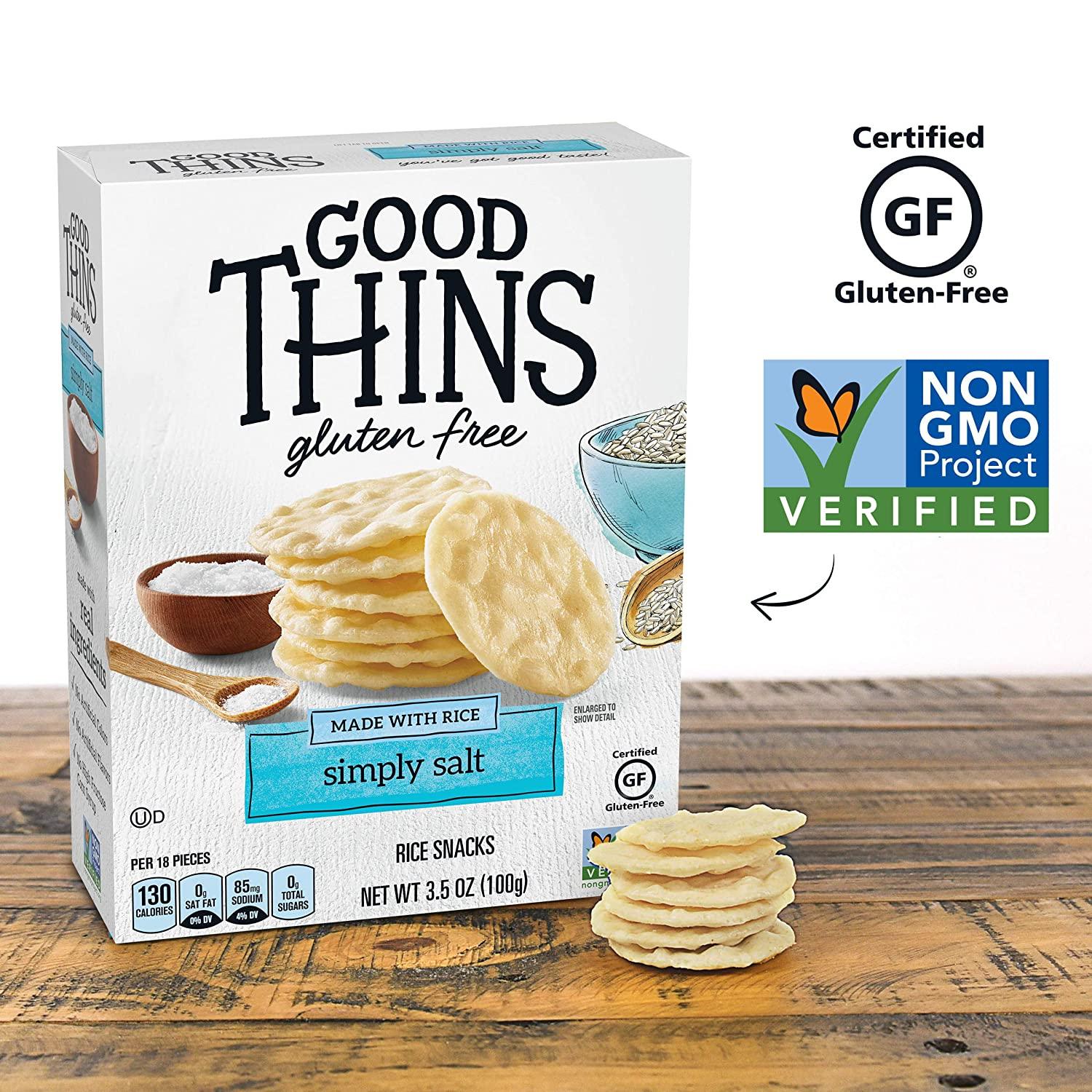 Good Thins Simply Salt Rice Snacks Gluten Free Crackers, 3.5 Ounce (Pack of  12)