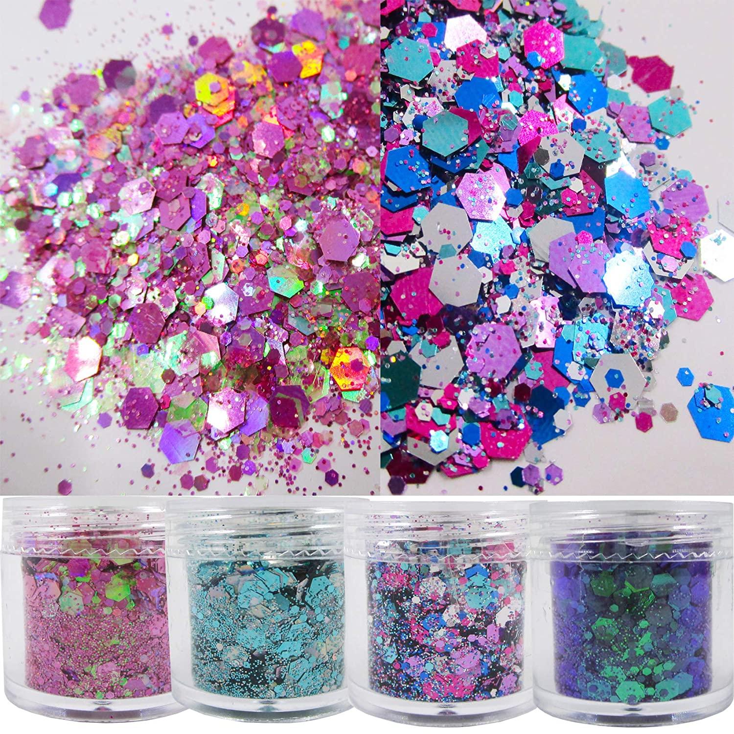 Holographic Silver Glitter Mix shiny Chunky salon Supplies Holo Nail Art  Super