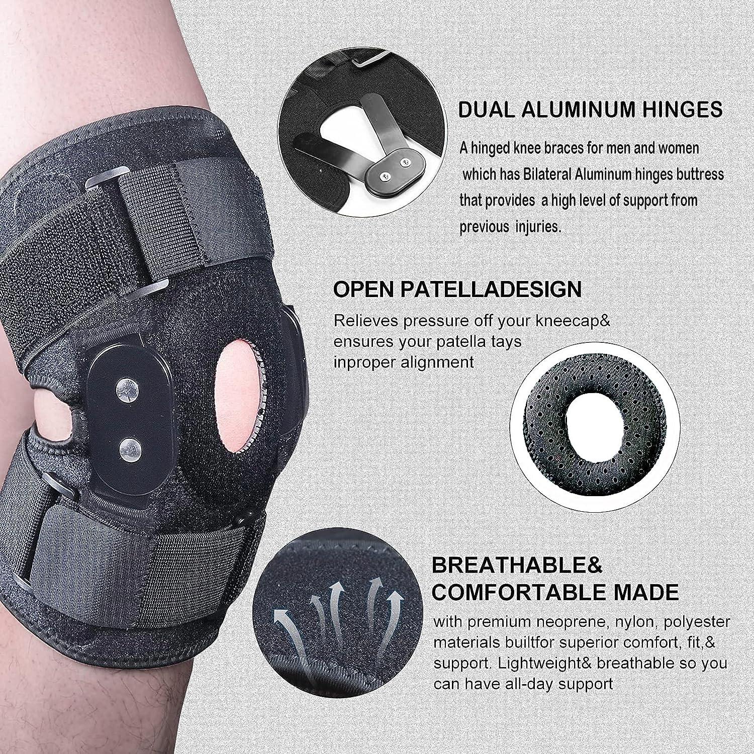 Adjustable Unisex Hinged Knee Brace, Leg Stabilizer Knee Brace for