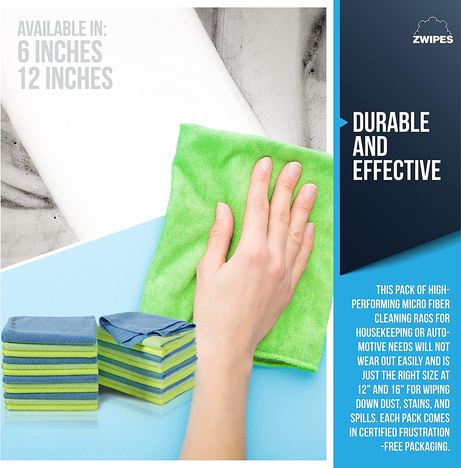 Zwipes Microfiber Cleaning Towels, Blue, 12 Count