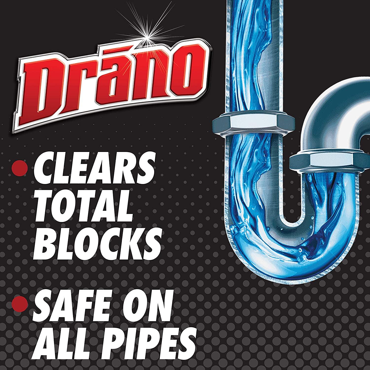  Drano Max Gel Drain Clog Remover and Cleaner for Shower or Sink  Drains, Unclogs and Removes Hair, Soap Scum, Blockages, Commercial Line, 42  oz : Health & Household