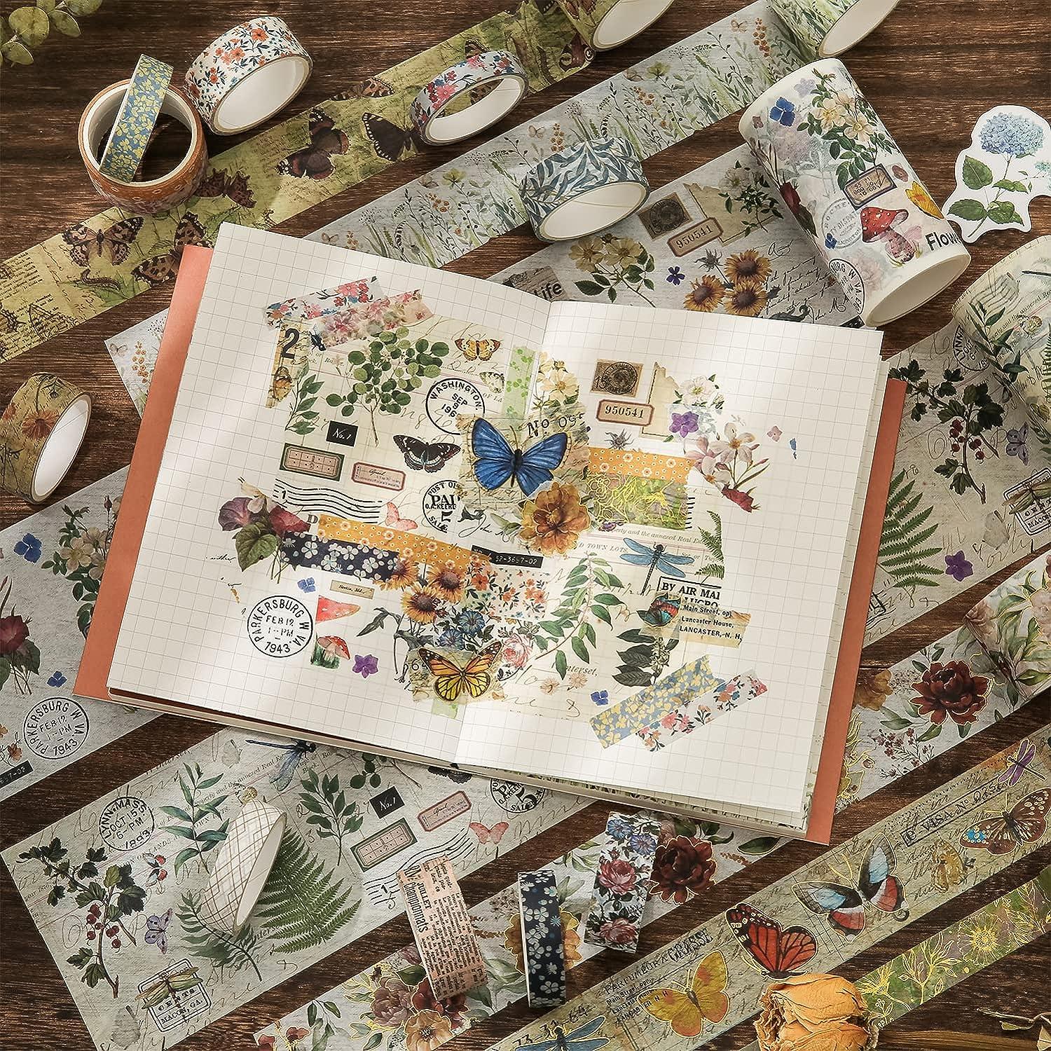 537pcs Vintage Washi Stickers and Papers for Scrapbooking, Ephemera Book  for Journaling with Botanical Sticker and Scrapbook Decoupage Paper for