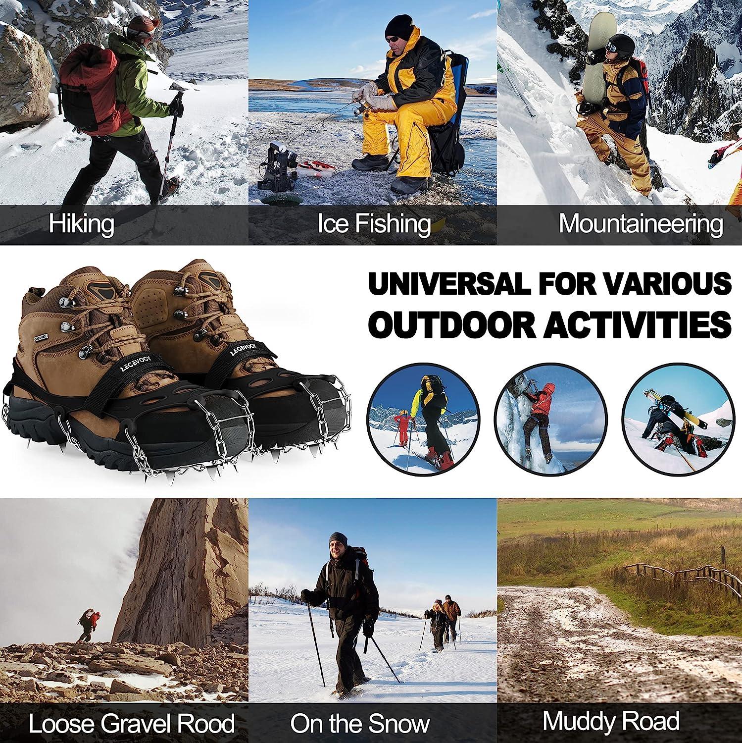 Ice Cleats,Universal Snow Grips for Shoes Ice Fishing Gear