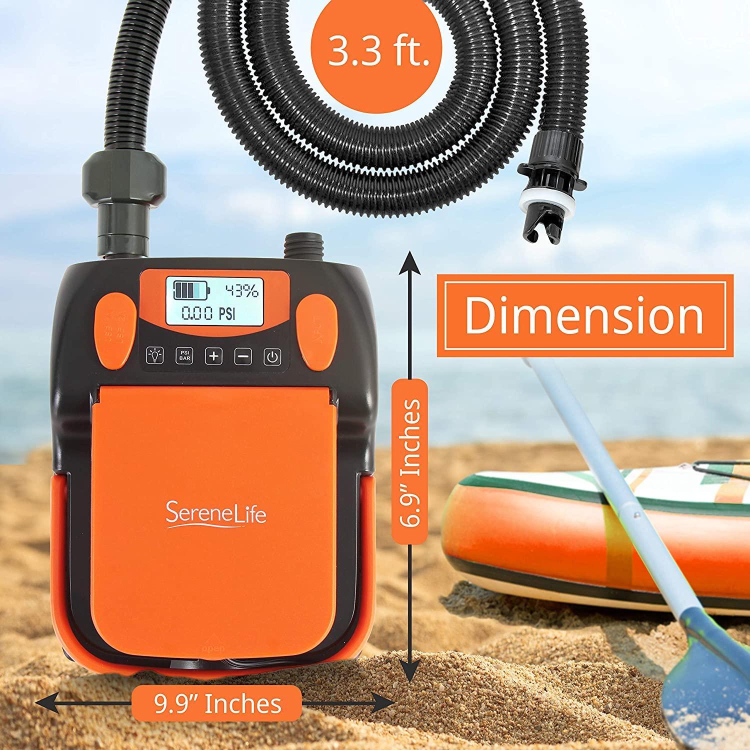 SereneLife 16PSI High Pressure SUP Air Pump - Intelligent Dual Stage  Inflation & Auto-Off Feature, Deflation Function, 12V DC Car Connector, for  Inflatable Stand Up Paddle Boards, Boats and more