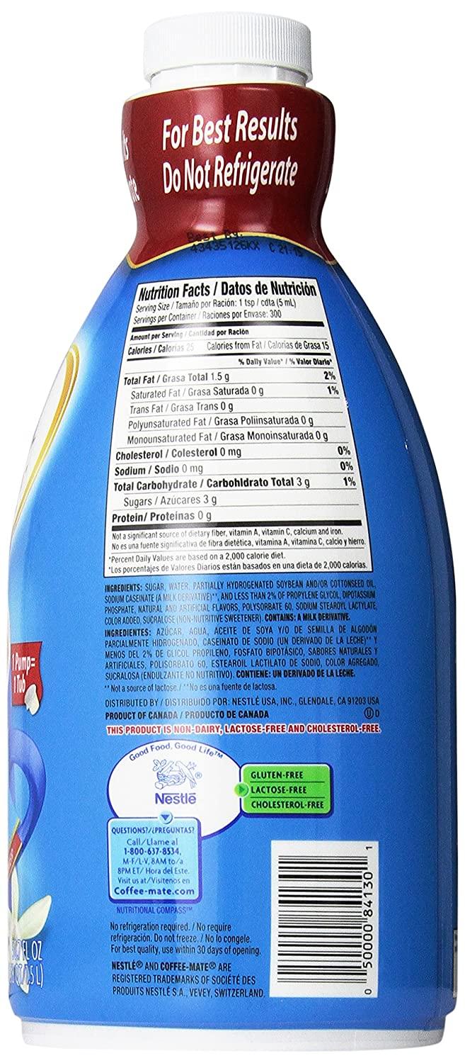 Nestle Coffee Mate Coffee Creamer, French Vanilla, Concentrated Liquid Pump  Bottle, Non Dairy, No Refrigeration, 50.7 Ounces