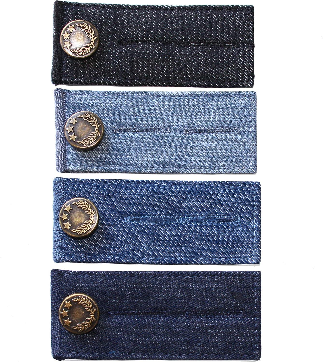 4 pcs Denim Waist Extender Button for Jeans and Skirt Comfy Metal