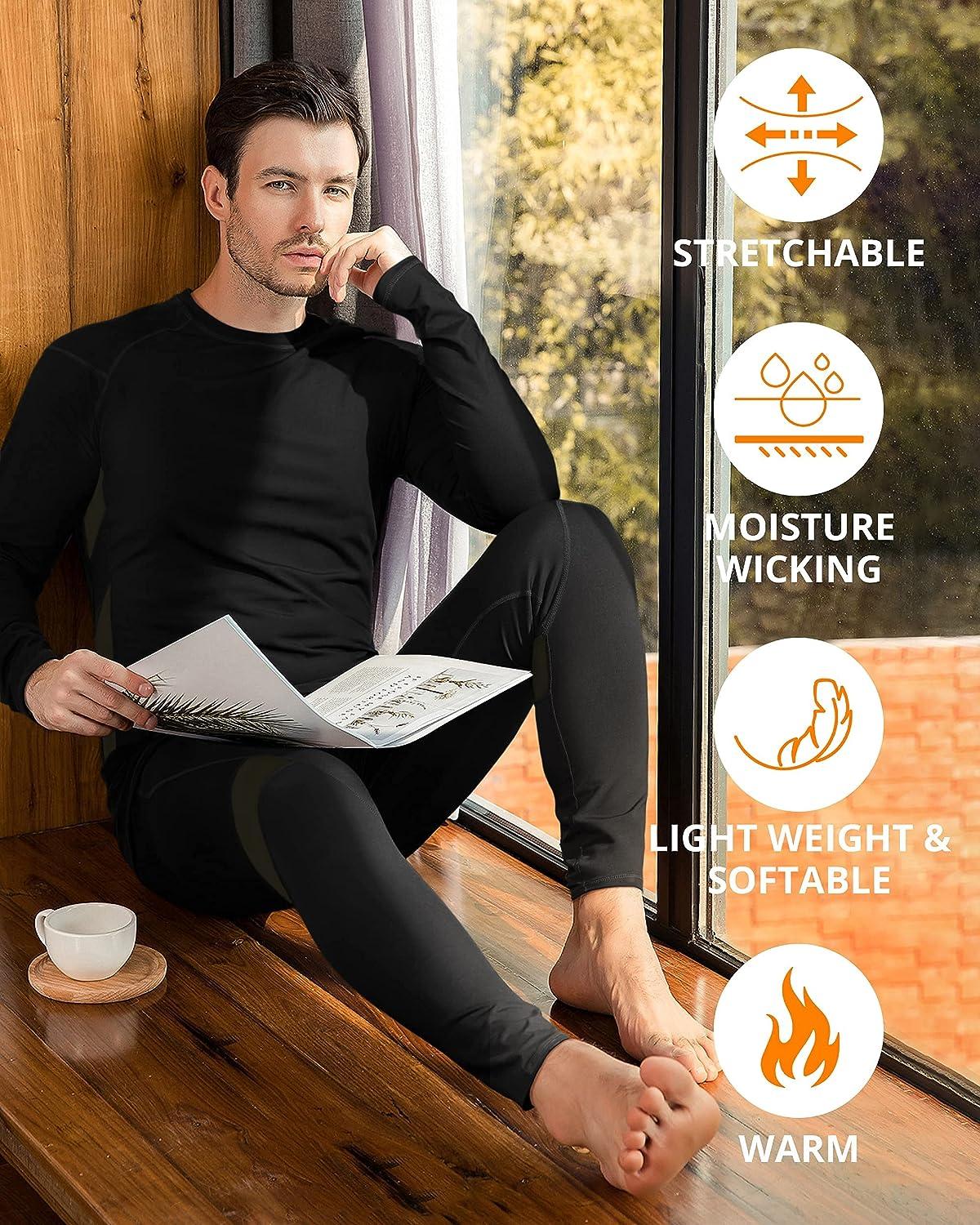 Thermal Underwear Set for Men Ultra Soft Long Johns Fleece Lined Warm Base  Layer