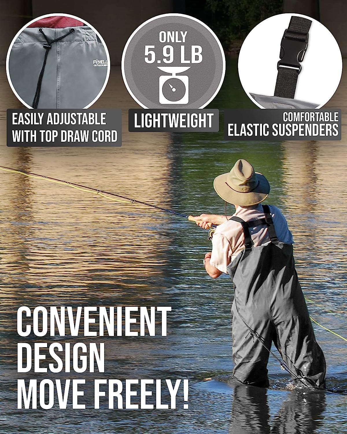 Foxelli Chest Waders - 2-ply Nylon/PVC Waterproof Fishing Waders for Men &  Women with Boots, Lightweight Bootfoot Waders 10