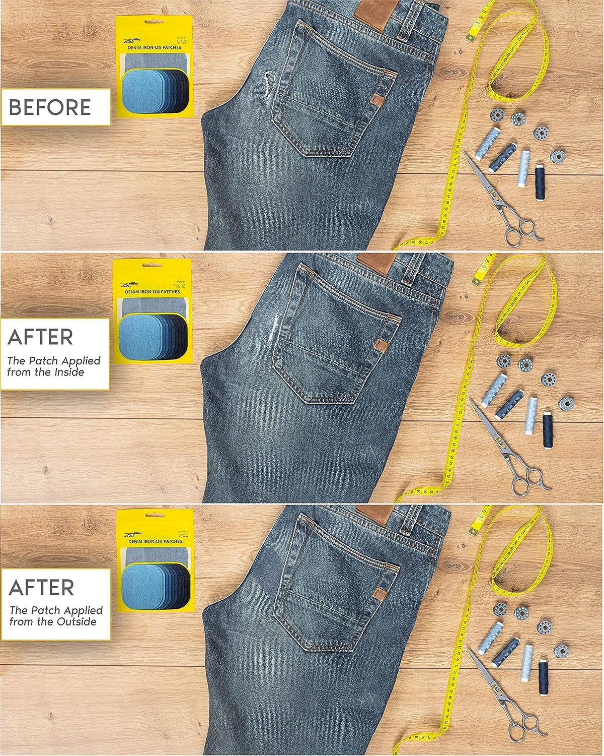 Premium Quality Denim Iron-on Jean Patches Inside & Outside Strongest Glue  10