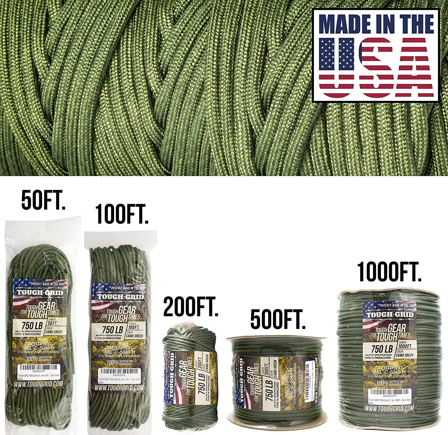 Neon Green 750 Cord 11 Strand Type IV Paracord 100 Feet 