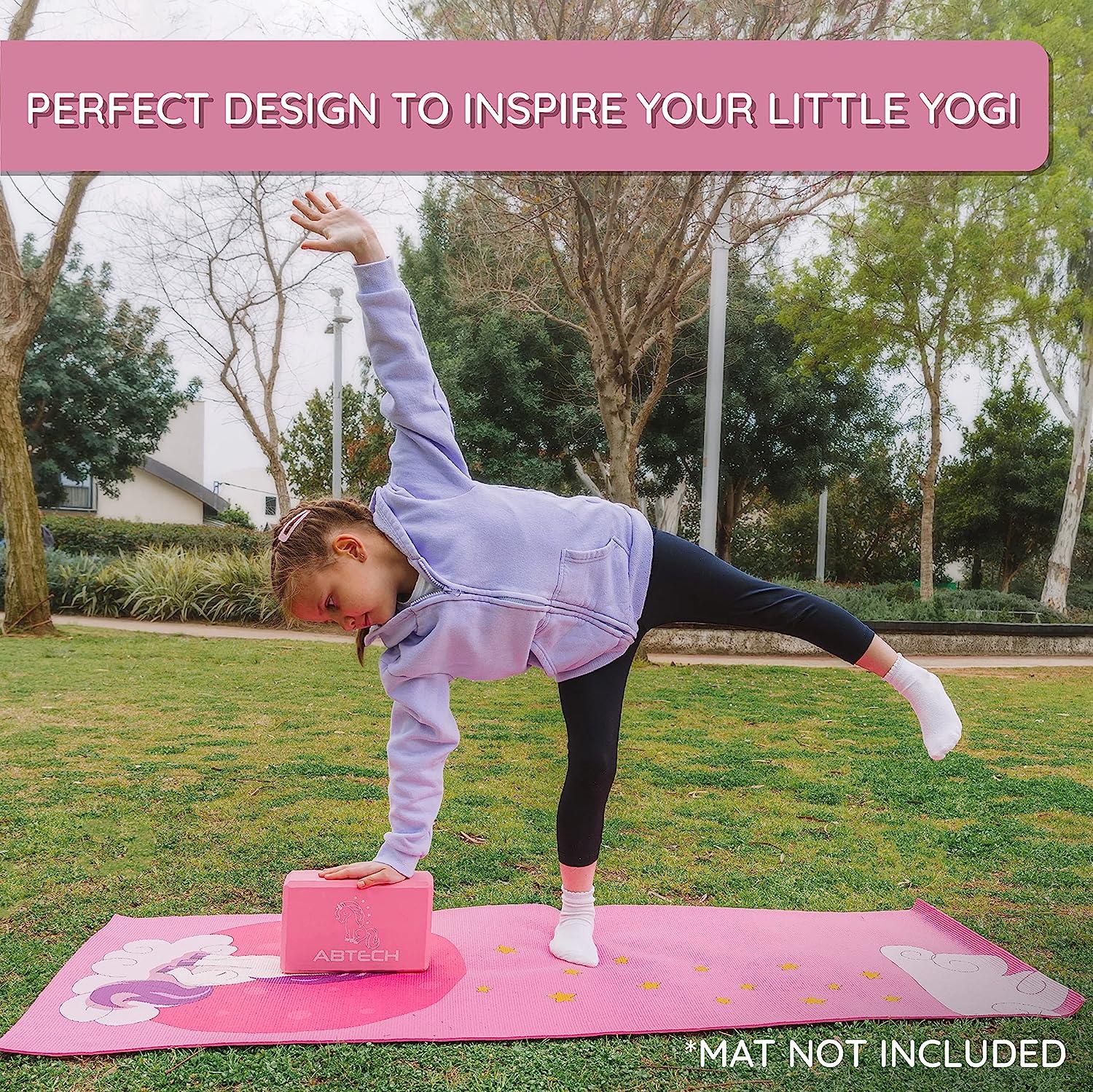 Kids Yoga Mat Set - Fun Unicorn Yoga Mat for Girls - Comfortable - Chemical  Free - Non-Toxic - Non-Slip - 60 X 24 X 0.2 Inches - w/ 12 Yoga Cards