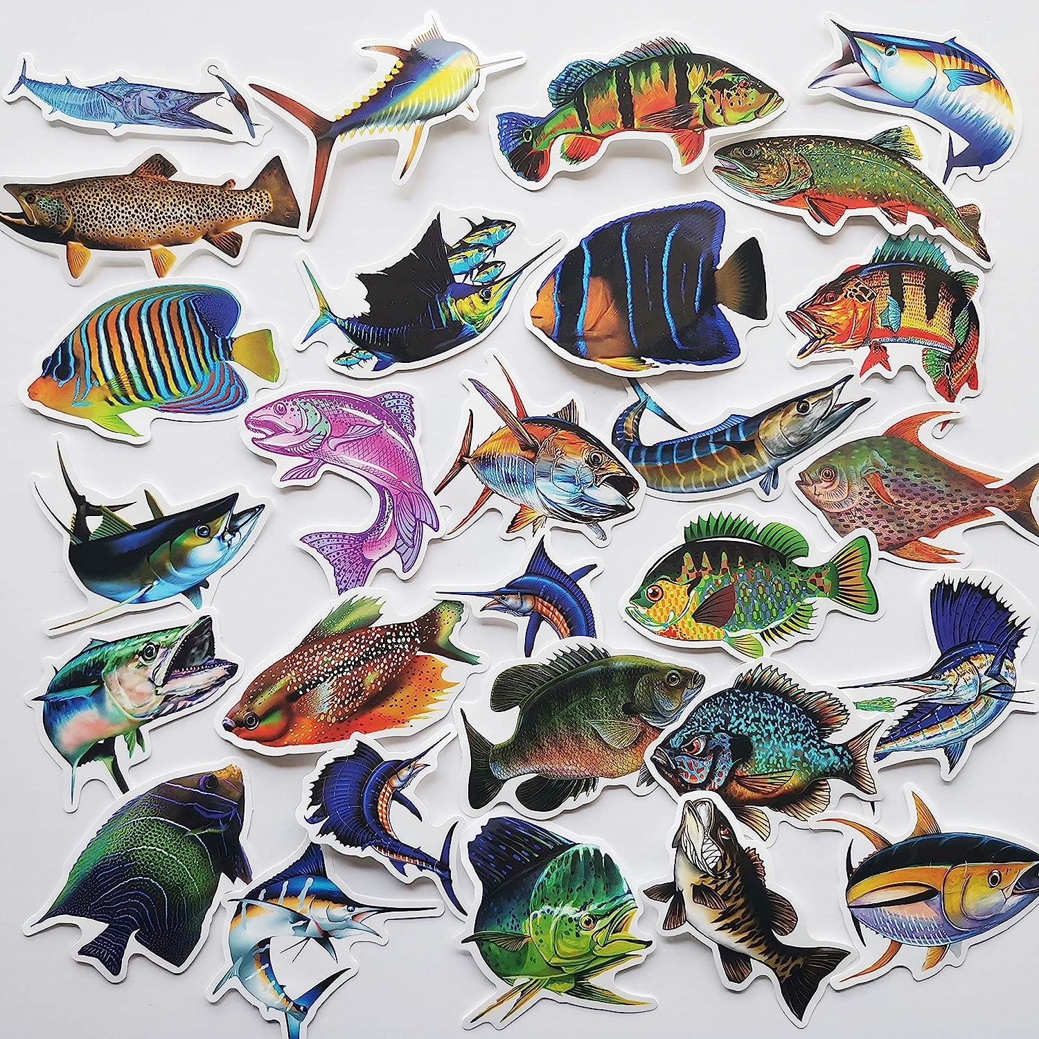 Small Saltwater Fishing Stickers Saltwater Fish Decal Marine Sea Water Fish  Tank Blennies Grouper Trout for Window Boat