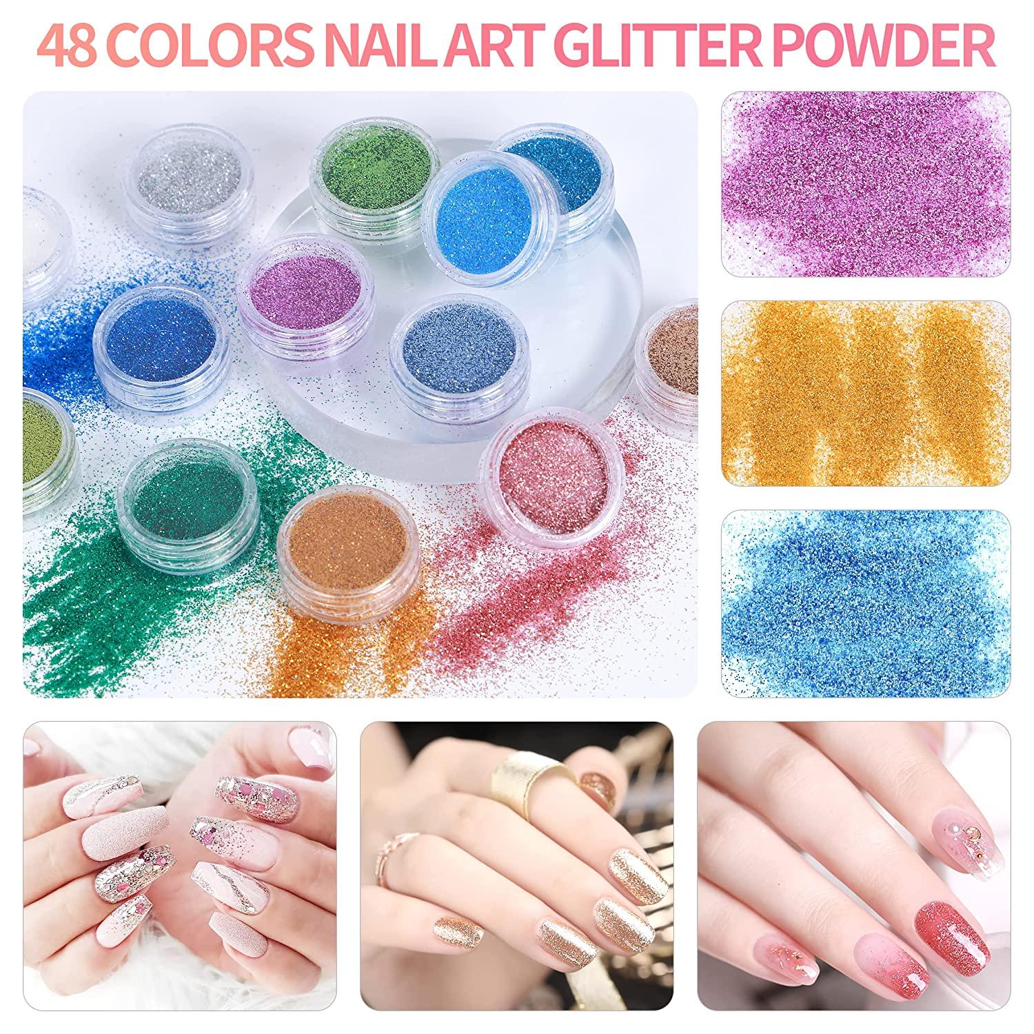 Cooserry 48 Colors Acrylic Nail Kit with Drill and UV Light - Glitter  Acrylic Powder Monomer Liquid Set with Everything with Acrylic Brushes and  200