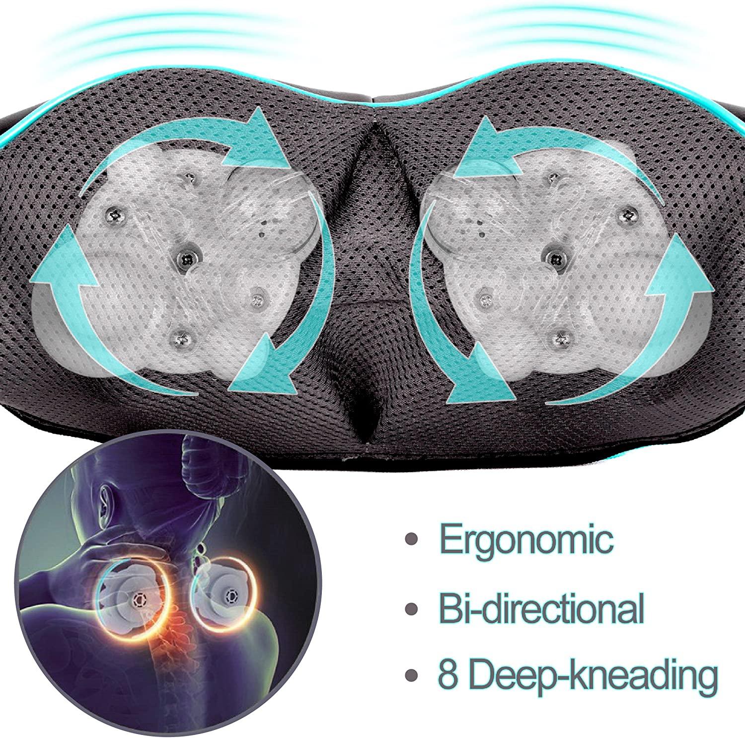 Blue Elf Shiatsu Neck Massager, Shiatsu Back Shoulder Massager  with Heat, Electric Kneading Massage Pillow for Back,Shoulder, Foot, Leg  Muscles Pain Relief Relax in Car, Office and Home : Health 