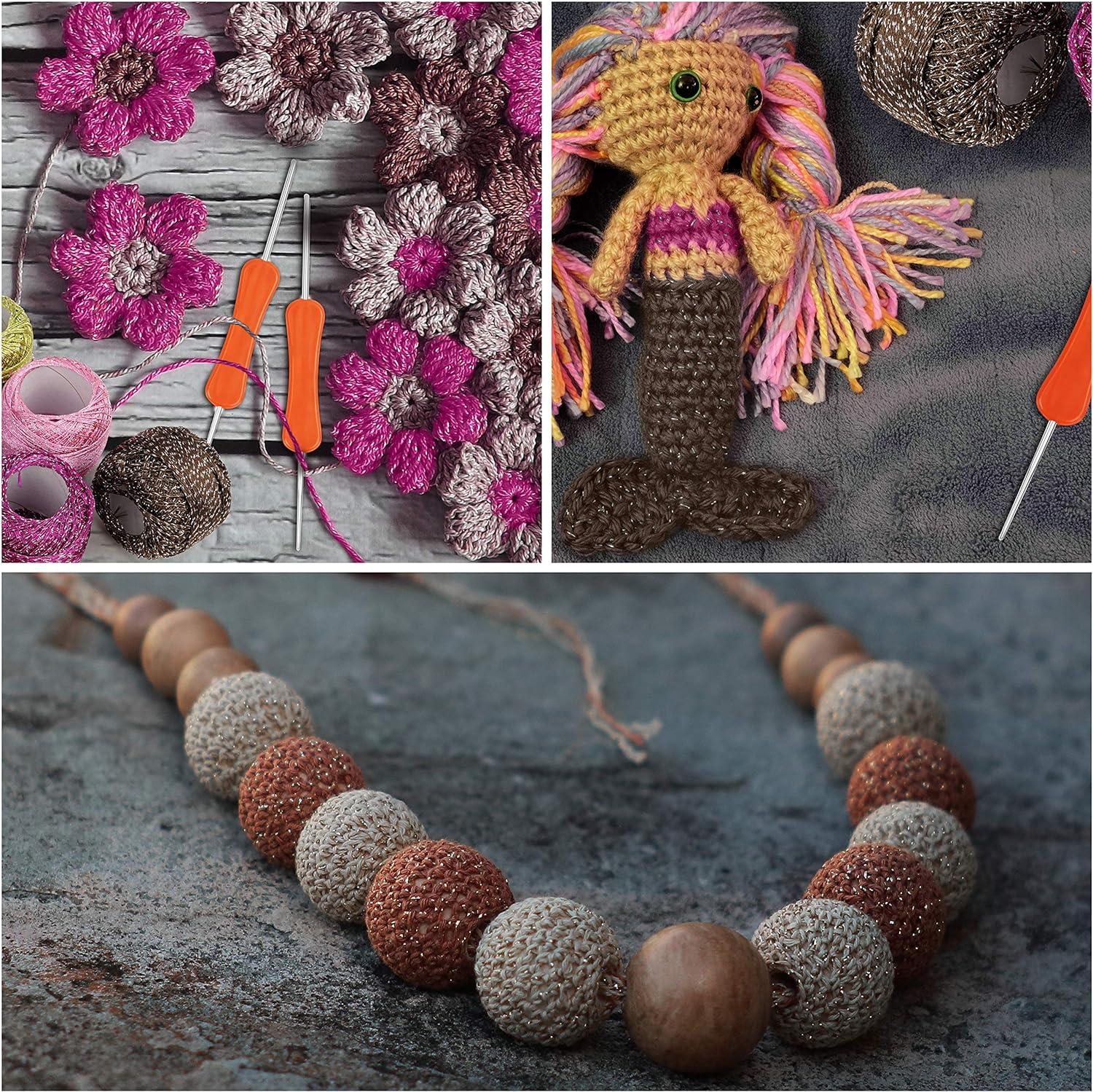 Kurtzy Colourful Crochet Yarn (42 Balls) - 2 Crochet Hooks Included (1mm &  2mm) - Each Thread Ball Weighs (10g/0.35oz) - Total of 2520m/2755 Yards of