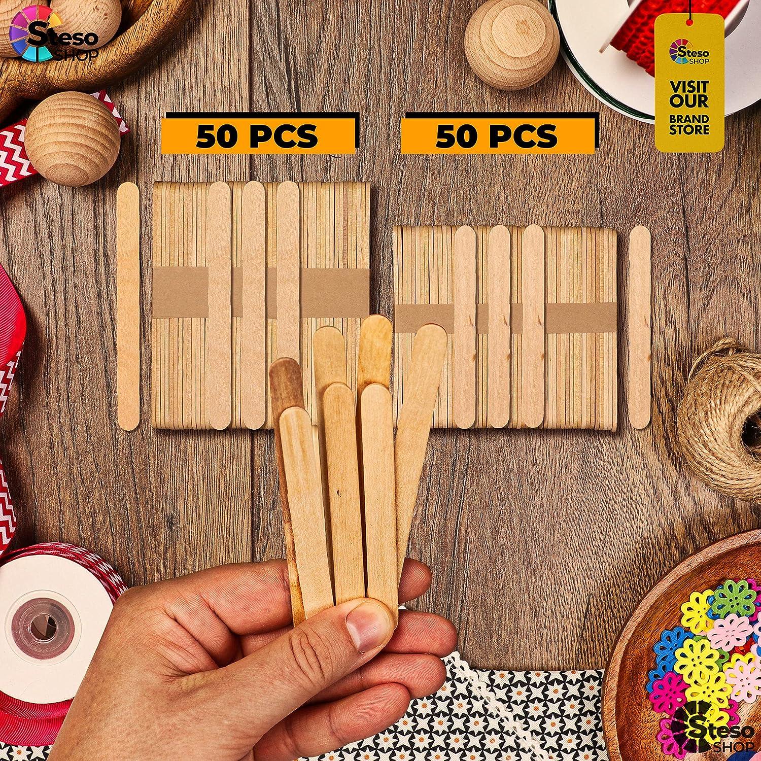 50PCS Natural Wooden Jumbo Popsicle Sticks for Homemade DIY Crafting  Supplies
