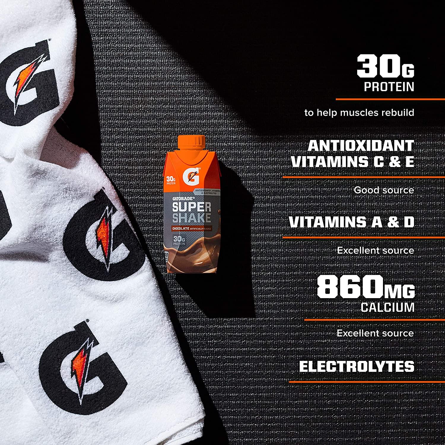 Gatorade Super Shake Chocolate 30g Protein 11 16 Fl Oz Carton Pack