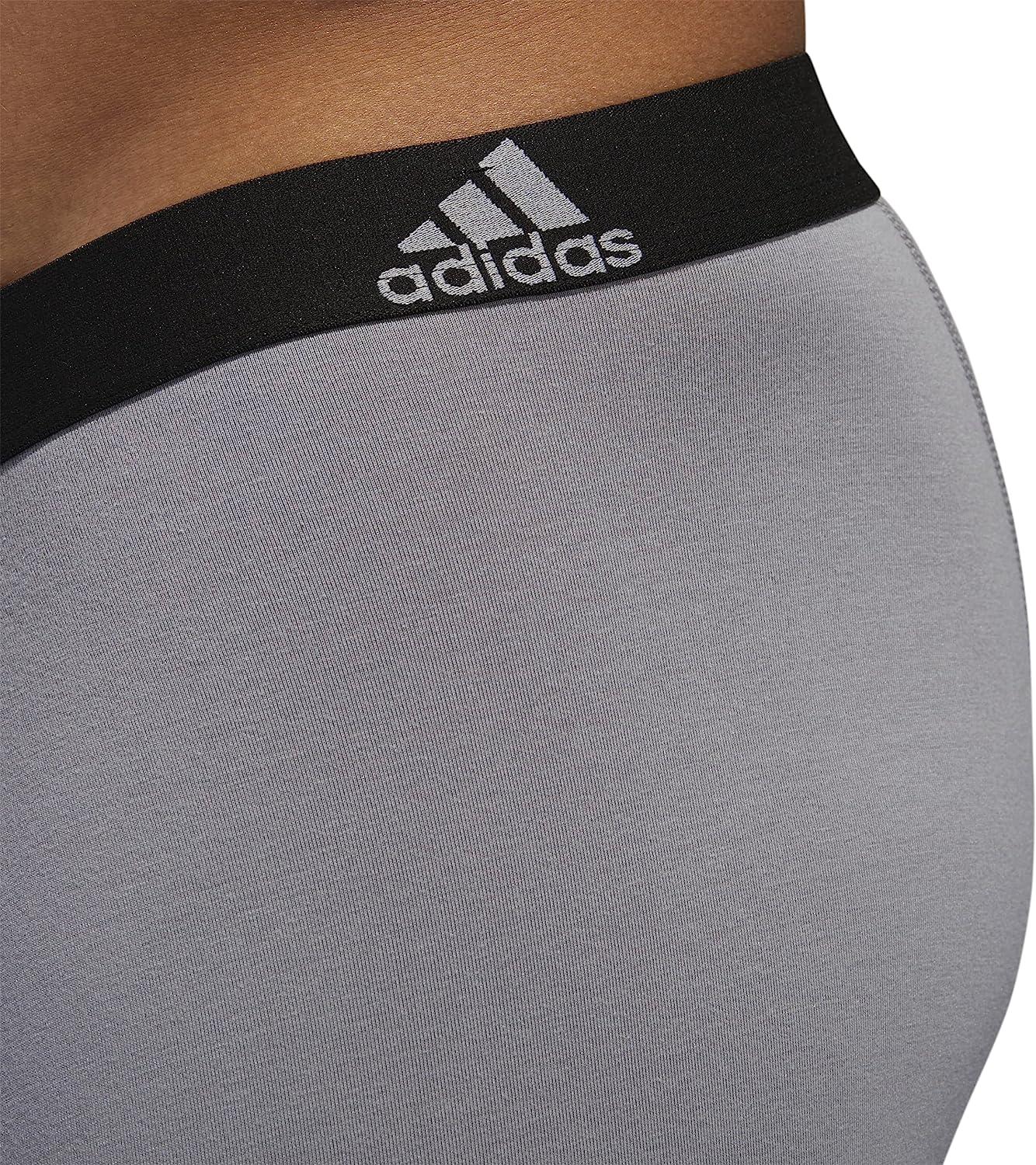 Adidas Mens Stretch Cotton Boxer Brief Underwear (3-Pack) Onix/Black/Grey  LARGE