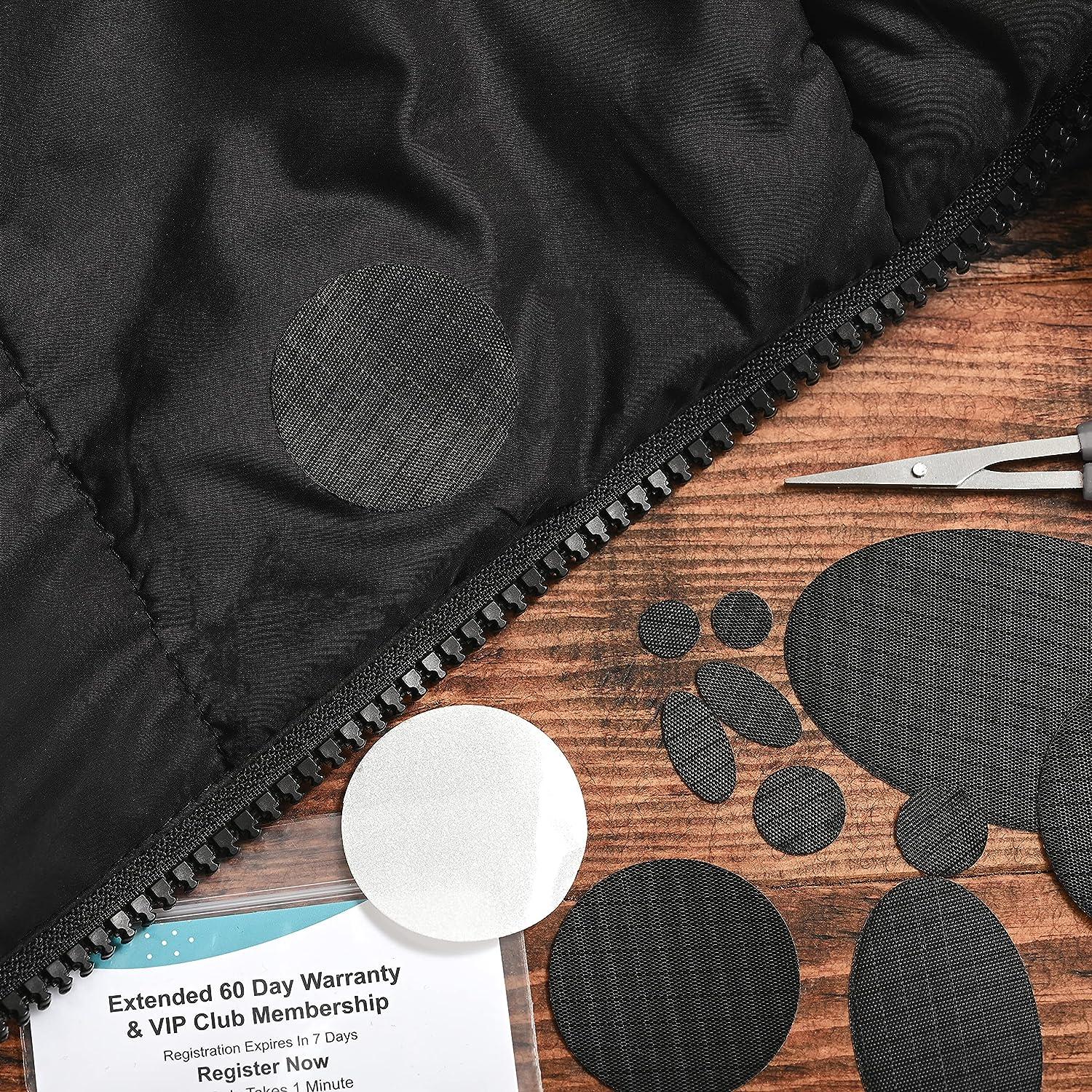 Puffer Jacket Repair BLACK Self-adhesive, Pre-cut Patches, Soft