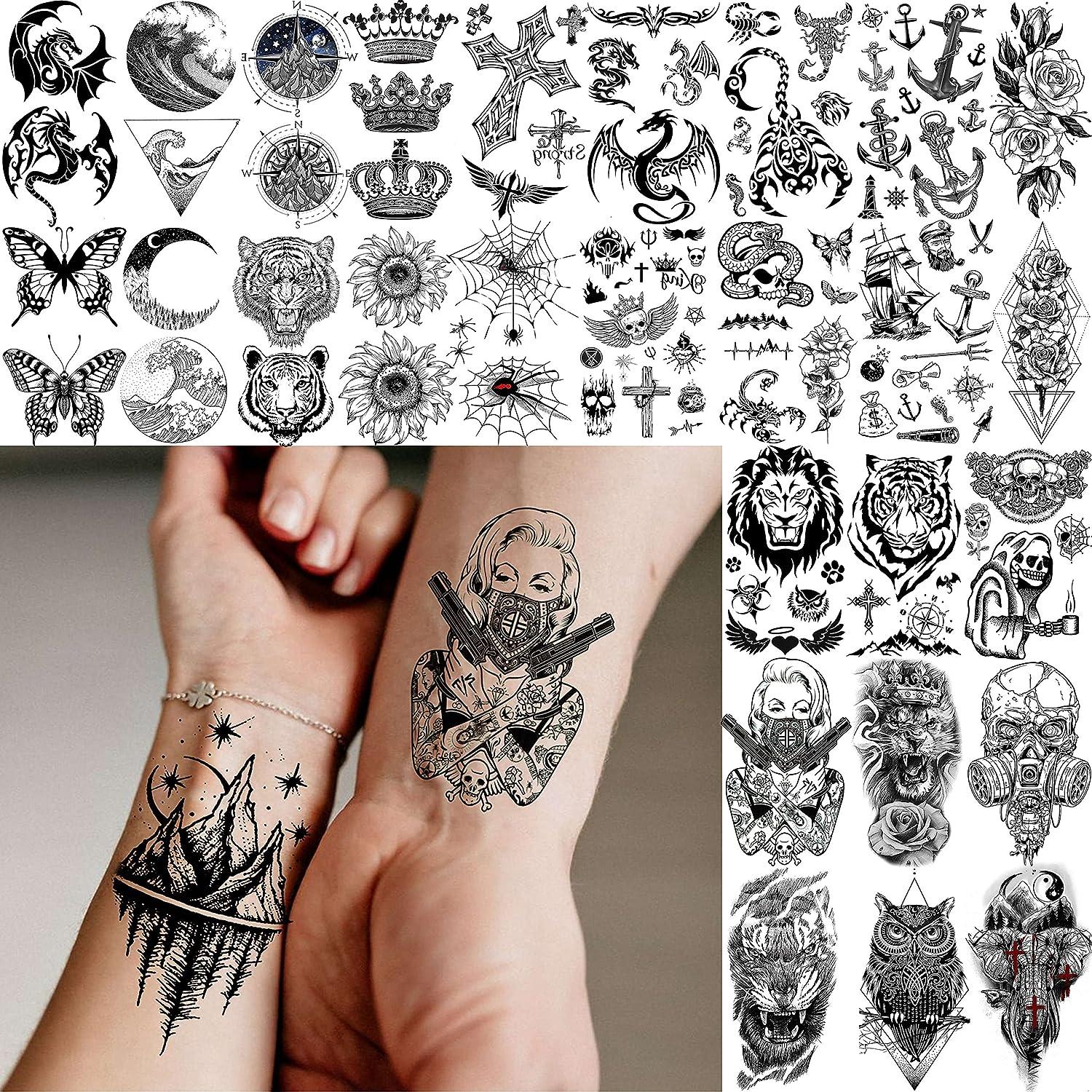 Black Skull Halloween Skeleton Temporary Tattoo For Men Adults Realistic  Lion Tiger Wolf Scary Fake Tattoo Sticker Forearm Tatoo From Wangfuxiang66,  $1.21 | DHgate.Com