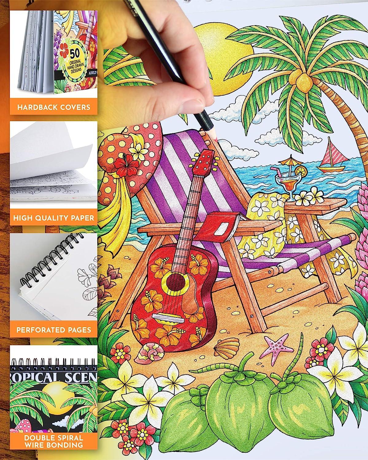 Adult Coloring Books - Hardback Covers, Spiral Binding