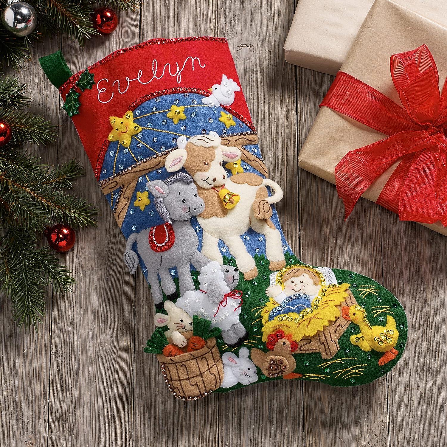 Needlepoint Personalized Christmas Stocking: Tree and Gifts