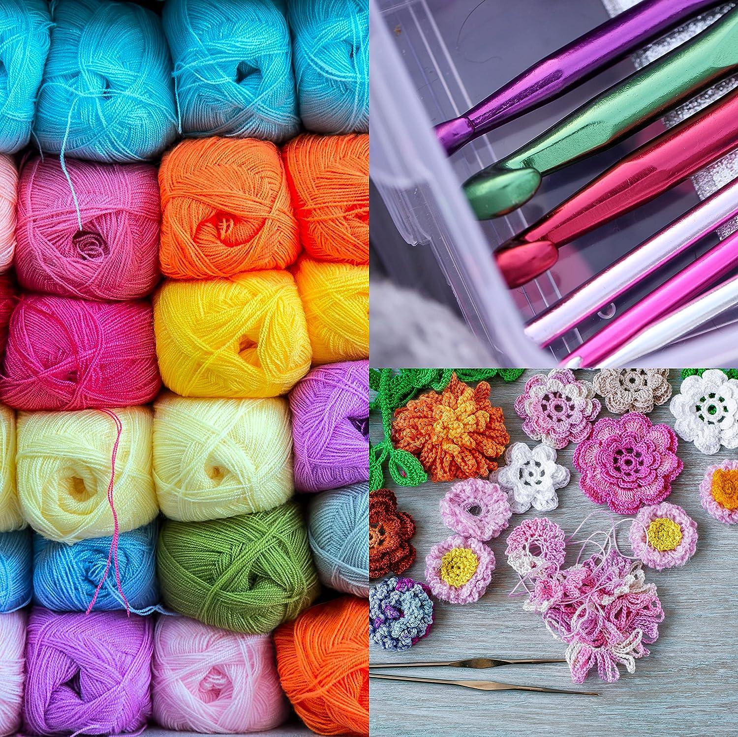 9 Pc Aluminum Crochet Hooks Needles Set Non Slip Rubber Handle Craft  Knitting 