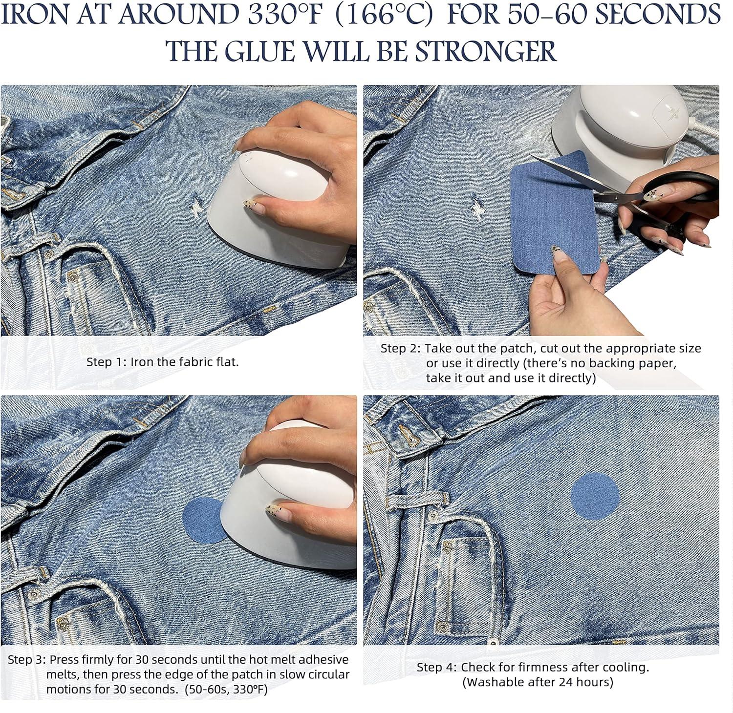 10 Pcs Denim Patches for Jeans Repair,Iron-on Jean Patches Inside & Outside  Strongest Glue 100% Cotton Assorted Shades of Blue Repair Decorating Kit on  OnBuy