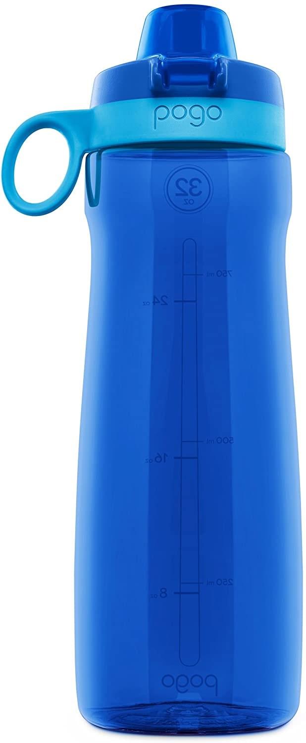 Pogo BPA-Free Tritan Water Bottle with Soft Straw, Blue, 40 oz.