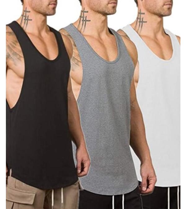 Men's A-Shirt Muscle Tank Top Gym Work Out Super Thick 3 Pack (Small, Light  Grey)