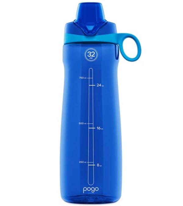 Pogo BPA-Free Plastic Water Bottle with Chug Lid 40 oz, Blue